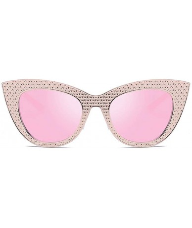 Rectangular Vintage Cat Eye Oversized Metal Frame Tinted Lenses Women Sunglasses - Gold Pink - CY18NDHO0D4 $10.89