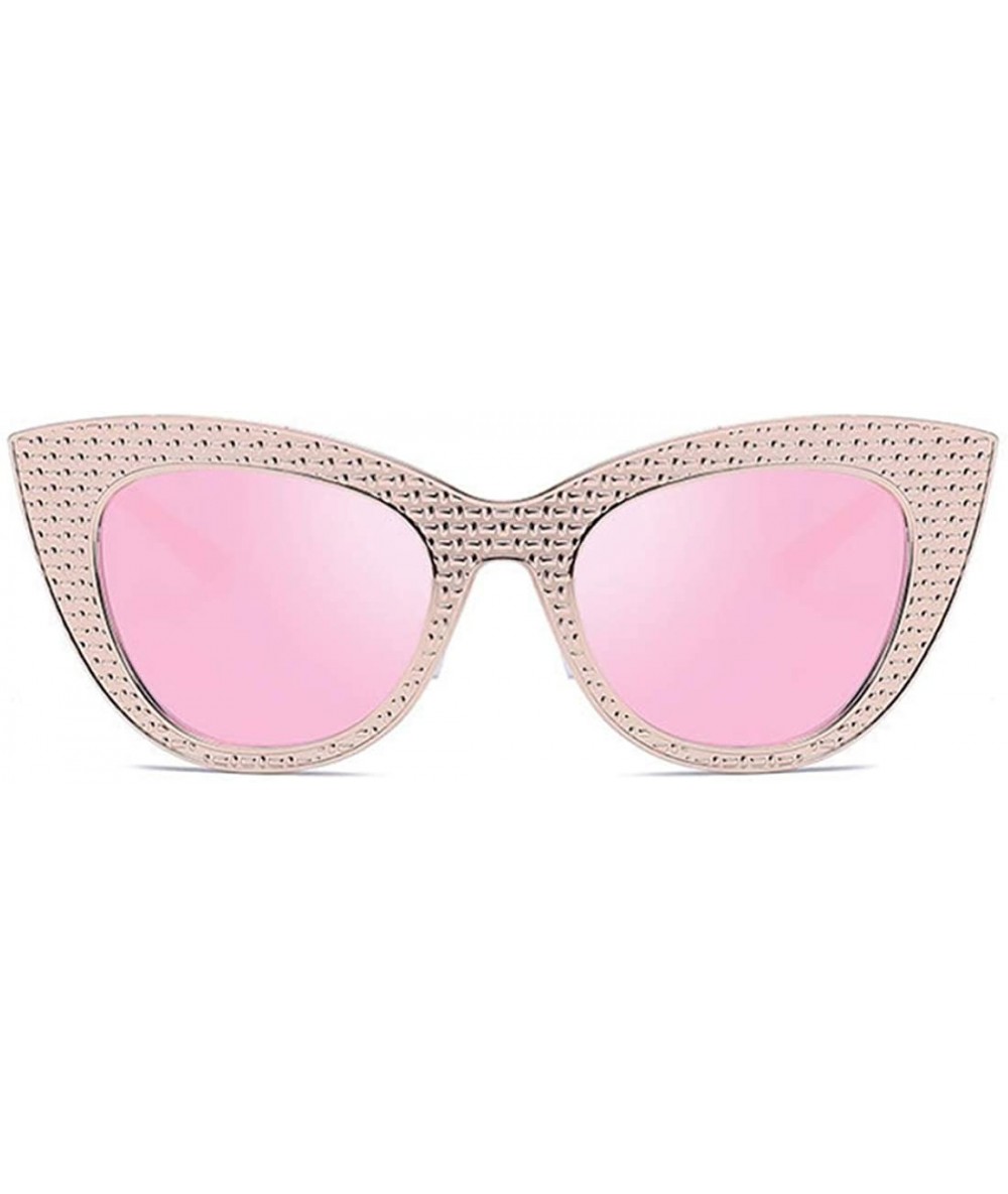 Rectangular Vintage Cat Eye Oversized Metal Frame Tinted Lenses Women Sunglasses - Gold Pink - CY18NDHO0D4 $10.89