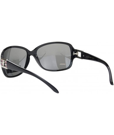 Rectangular Womens Polarized Rectangular Rhinestone Trim Butterfly Sunglasses - Black Silver Pink Stone - CF18ONRRHQ5 $10.14