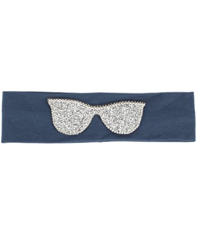 Wrap Sunglasses Headb s Elastic Stretch Headb Rhinestones Hair B - Silver Navy - CH18T95GG6G $54.62