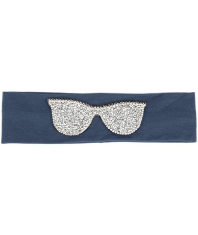 Wrap Sunglasses Headb s Elastic Stretch Headb Rhinestones Hair B - Silver Navy - CH18T95GG6G $29.47