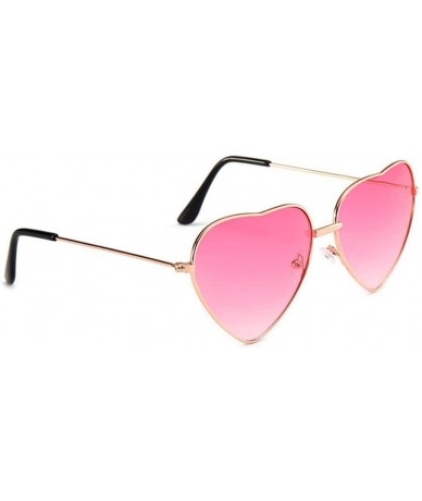 Aviator Women's Heart Shaped Colored Lens Sunglasses Retro Summer Eyeglasses for Traveling Red - Red - C318H25DI9X $8.28