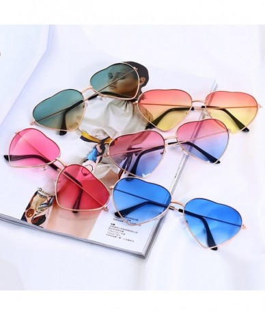 Aviator Women's Heart Shaped Colored Lens Sunglasses Retro Summer Eyeglasses for Traveling Red - Red - C318H25DI9X $8.28