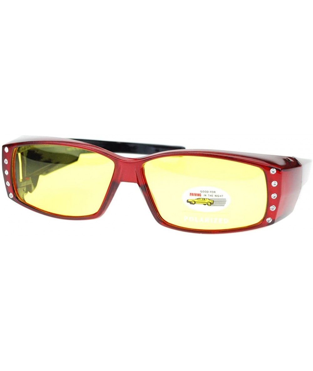 Oversized Womens Polarized Sunglasses that Fit Over your Prescription Glasses with Night Driving Lens - Red - CY11STO45HP $14.74
