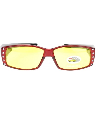 Oversized Womens Polarized Sunglasses that Fit Over your Prescription Glasses with Night Driving Lens - Red - CY11STO45HP $14.74