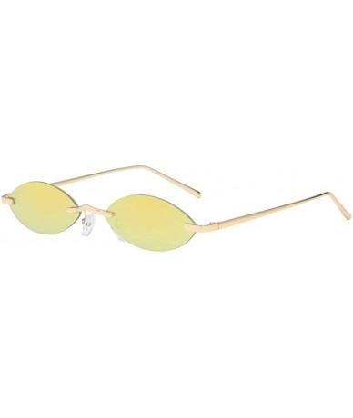 Oversized Unisex Fashion Metal Frame Oval Candy Colors small Sunglasses UV400 - Gold - CF18NELH0TQ $22.40