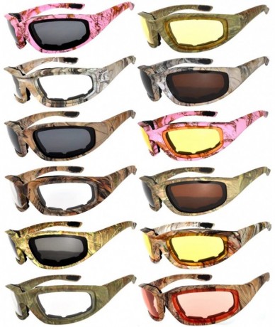 Sport Set of 12 Pairs Motorcycle CAMO Padded Foam Sport Glasses Colored Lens - C218560RGDY $91.89