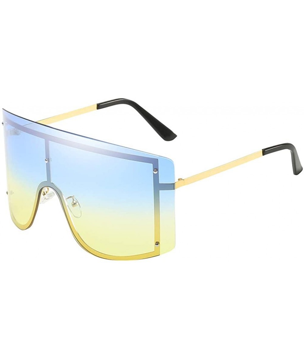 Oversized Super Oversized Sunglasses Unisex Flat Top Square Frame Shades Retro Style - C04 - CG18UO5RE79 $15.45