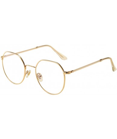 Oval Men women Vintage Classic Oval Frame Clear Lens Glasses - Golden - CW196XHQKZM $10.12
