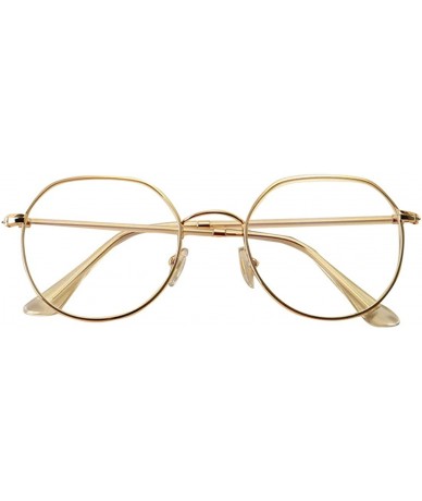 Oval Men women Vintage Classic Oval Frame Clear Lens Glasses - Golden - CW196XHQKZM $10.12