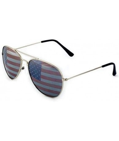 Aviator 1 Pcs US Flag Aviator Sunglasses Patriotic United States Stars Stripes - Choose Color - Silver - C218MH3S650 $30.41