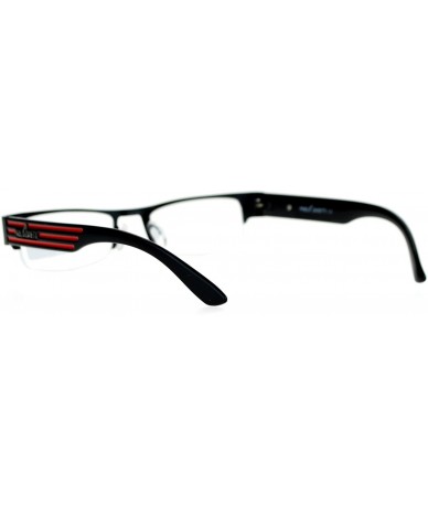 Rimless Narrow Rectangular Half Exposed Lens Eye Glasses - Black Red - CT128UNLAW1 $10.06