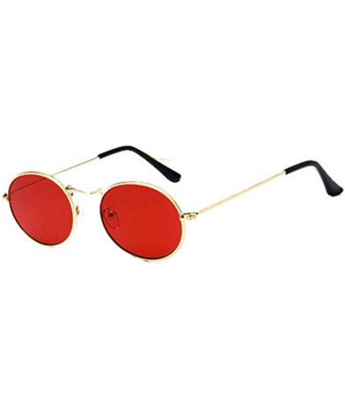 Goggle Vintage Retro Oval Sunglasses Ellipse Metal Frame Glasses Trendy Fashion Shades - B - CV18UH0RY4T $20.33