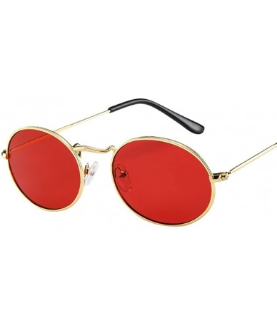 Goggle Vintage Retro Oval Sunglasses Ellipse Metal Frame Glasses Trendy Fashion Shades - B - CV18UH0RY4T $10.68