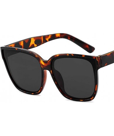 Square Unisex Sunglasses Fashion Bright Black Grey Drive Holiday Square Non-Polarized UV400 - Leopard Grey - CA18RI0S30I $8.27
