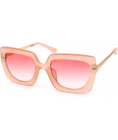 Rectangular Womens Mod Thick Plastic Rectangular Fashion Sunglasses - Pink Smoke - CS18YIQ6NZ8 $25.81