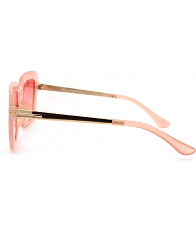 Rectangular Womens Mod Thick Plastic Rectangular Fashion Sunglasses - Pink Smoke - CS18YIQ6NZ8 $9.11