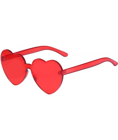 Rimless Heart Shape Rimless One Piece Clear Lens Color Candy Sunglasses - Red - CI18EH2ZTXQ $10.28