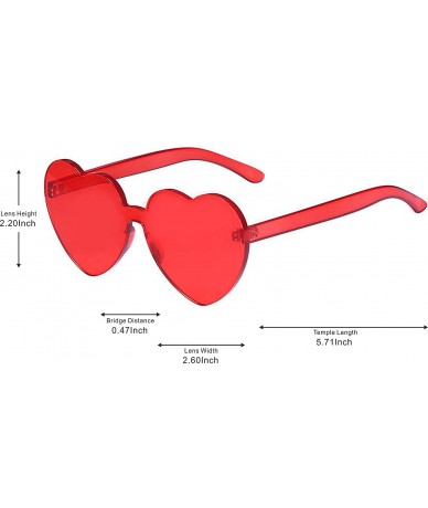 Rimless Heart Shape Rimless One Piece Clear Lens Color Candy Sunglasses - Red - CI18EH2ZTXQ $10.28