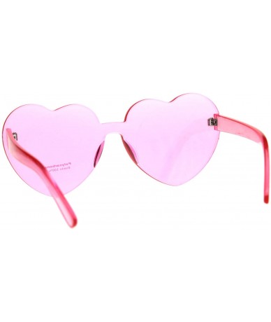 Shield Womens Heart Shape Rimless Shield Hippie Groove Valentine Sunglasses - Pink - C418CX8NA7O $14.28
