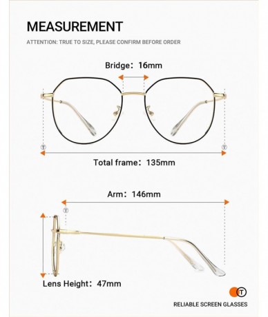 Aviator Blue Light Blocking Glasses Stylish Irregular Metal Frame Non-prescription Eyewear Anti Headache for Women Men - C218...
