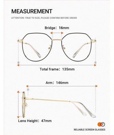 Aviator Blue Light Blocking Glasses Stylish Irregular Metal Frame Non-prescription Eyewear Anti Headache for Women Men - C218...
