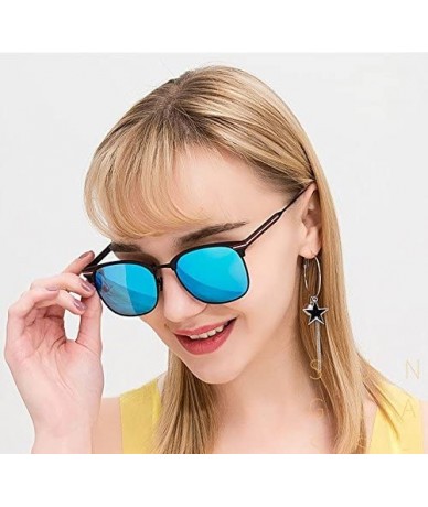 Aviator Polarized metal sunglasses anti-glare driving mirror - Blue Color - CF183XQ5XOC $39.65