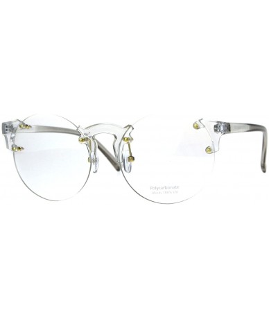 Rimless Round Circle Clear Lens Glasses Rimless Clear Frame Color Tip UV 400 - Clear Grey - C4180Q8CA8E $23.84