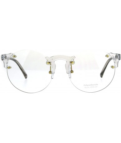 Rimless Round Circle Clear Lens Glasses Rimless Clear Frame Color Tip UV 400 - Clear Grey - C4180Q8CA8E $11.92