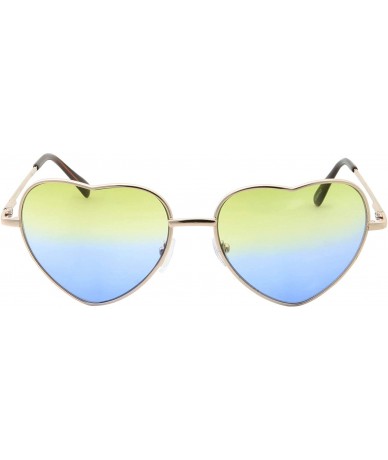 Oversized Heart Sunglasses Thin Metal Frame Lovely Heart Shaped Style for Women - Gold Frame - Yellow/Blue Lens - CI18UE0Q6WA...