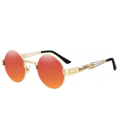 Oval Gothic Steampunk Sunglasses Men Women Metal WrapEyeglasses Round Shades Sun Glasses Mirror UV400 - CK197A2XO2Q $34.19