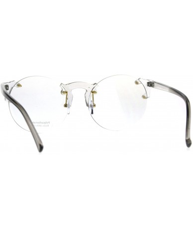Rimless Round Circle Clear Lens Glasses Rimless Clear Frame Color Tip UV 400 - Clear Grey - C4180Q8CA8E $11.92
