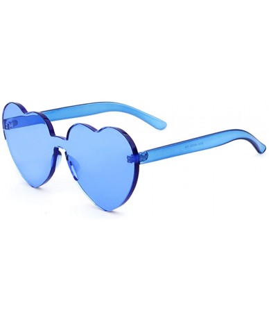 Oversized Heart Shaped Rimless Sunglasses Clout Goggles Candy Clear Lens Sun Glasses for Women Girls - Blue - CN18G4D20OH $10.87