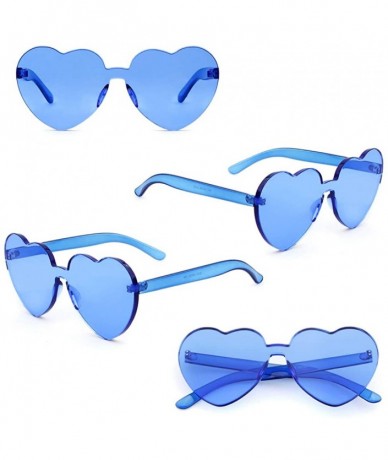 Oversized Heart Shaped Rimless Sunglasses Clout Goggles Candy Clear Lens Sun Glasses for Women Girls - Blue - CN18G4D20OH $10.87