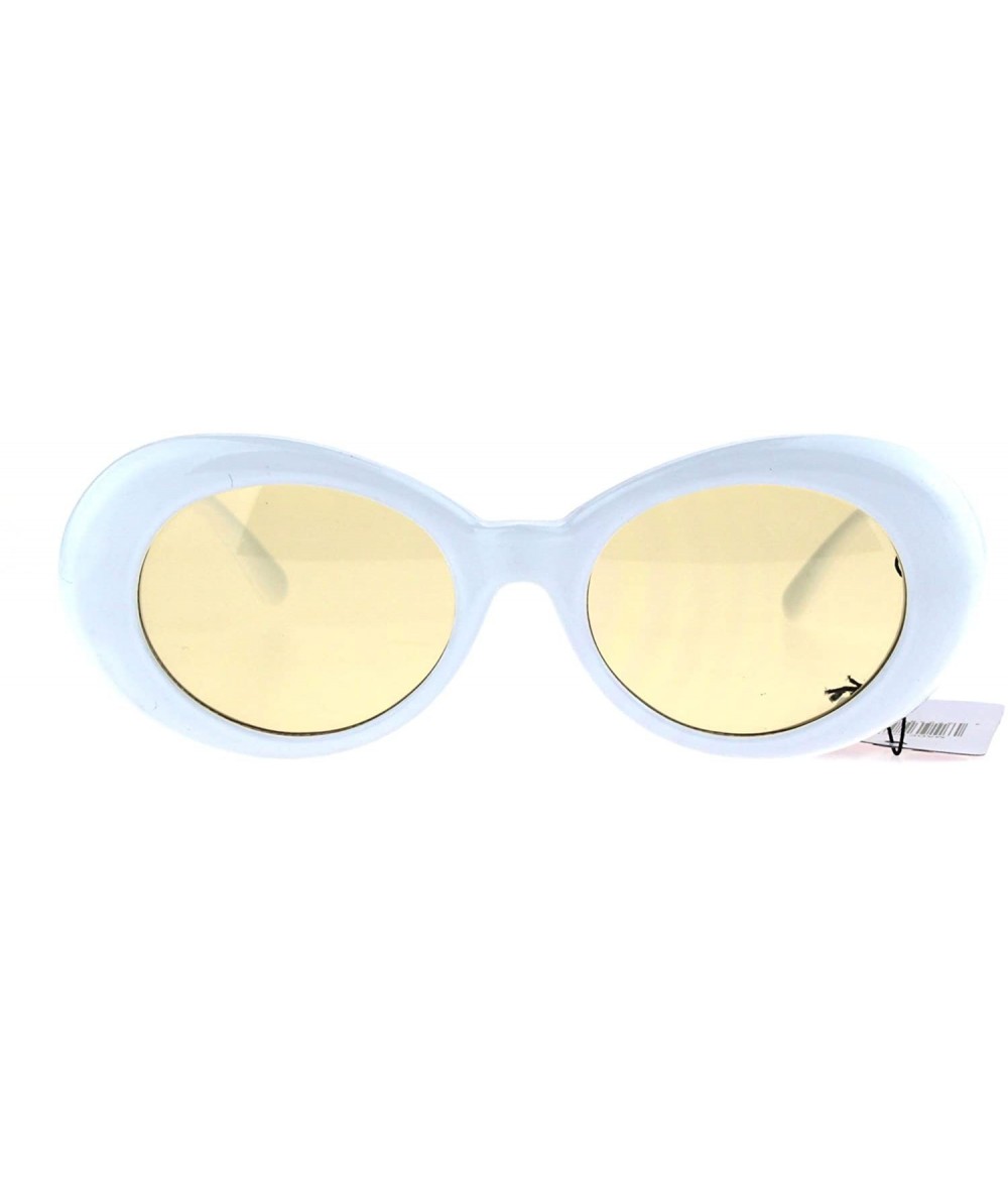 Cat Eye Womens White Plastic Gothic Vintage Cat Eye Mod Color Lens Sunglasses - Brown - CR1853QTQ7E $7.95