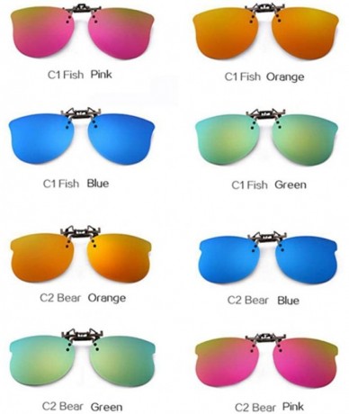 Aviator Kids Polarized Sunglasses Clip Boys Girls Cute Children Clip On C2 Bear Blue - C1 Fish Pink - C618XE0M4YH $11.12