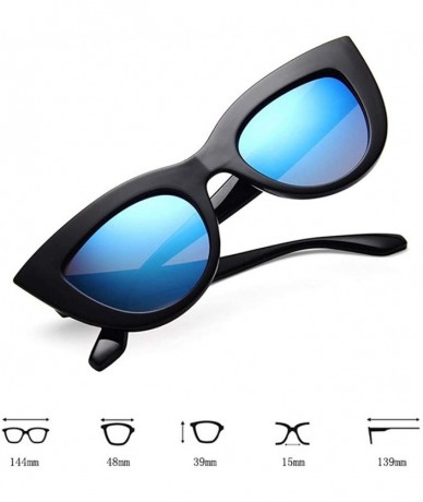 Cat Eye Women Cat Eye Sunglasses Retro Mirror Lens Sun Glasses Ladies Colorful Glasses UV400 - Black Clear - C5199OLN5CZ $9.61