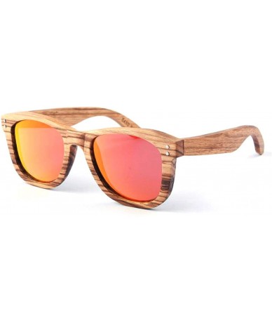 Wayfarer Men Women's Polarized Sunglasses Wood Frame UV400 - F - CX12BMI93T9 $28.82