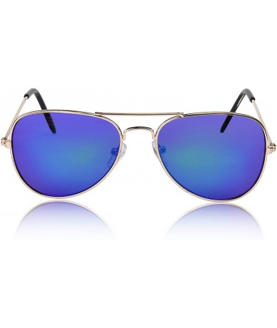 Oversized Aviator Kids Sunglasses For Boys And Girls Glasses UV 400 Protection - 1 Green/Blue Mirror Lens - CN18OW73R8Y $8.61