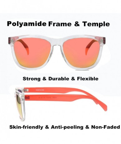 Sport Wayfarer Sunglasses Flexible Resistant - Clear Red/Orange - C918DUQT408 $24.12
