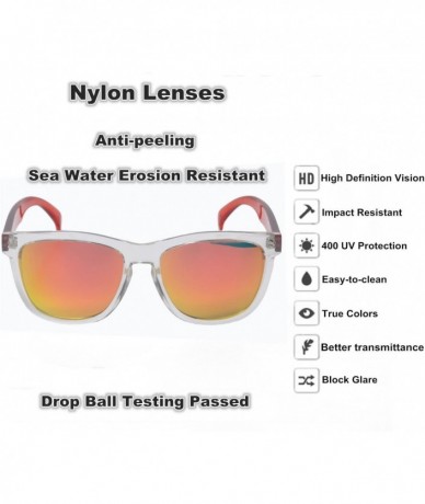 Sport Wayfarer Sunglasses Flexible Resistant - Clear Red/Orange - C918DUQT408 $24.12