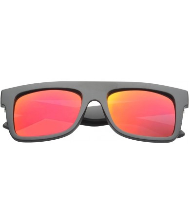 Square Flat Top Retro Square Sunglasses Sporty Reflective Lens UV400 - Red - CA11NUXSX2D $19.26