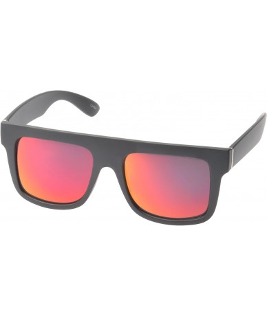 Square Flat Top Retro Square Sunglasses Sporty Reflective Lens UV400 - Red - CA11NUXSX2D $10.60