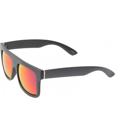 Square Flat Top Retro Square Sunglasses Sporty Reflective Lens UV400 - Red - CA11NUXSX2D $10.60