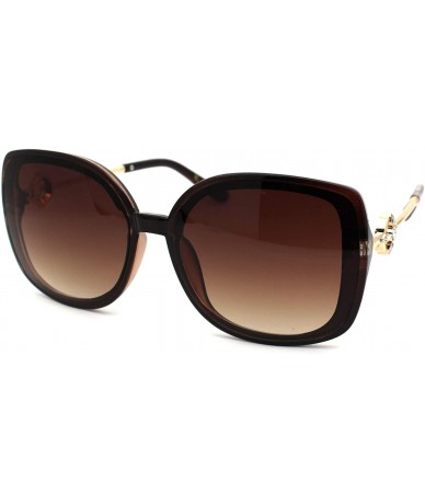 Butterfly Womens Floral Rhinestone Jewel Rectangular Butterfly Sunglasses - All Brown - CP18WMQD8W5 $7.79