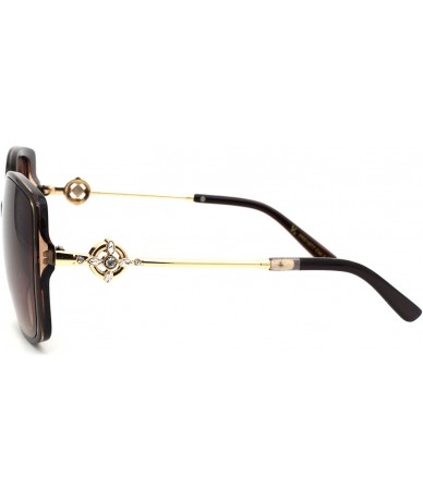 Butterfly Womens Floral Rhinestone Jewel Rectangular Butterfly Sunglasses - All Brown - CP18WMQD8W5 $7.79