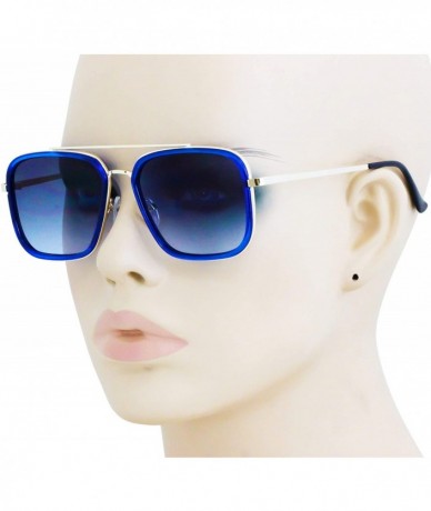 Aviator Vintage Retro Aviator Square Sunglasses for Men Women Metal Frame Brand Designer Classic Tony Stark Sunglasses - CI18...