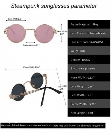 Rectangular Steampunk Round Sunglasses for Men and Women John Lennon Glasses Circle Metal Eyewear - C318R0KK0EI $12.71