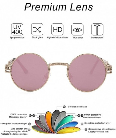 Rectangular Steampunk Round Sunglasses for Men and Women John Lennon Glasses Circle Metal Eyewear - C318R0KK0EI $12.71