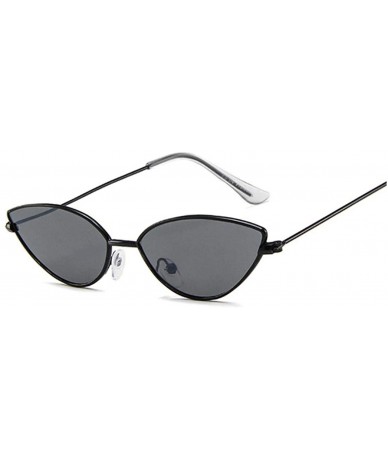 Semi-rimless Retro Cat Eye Sunglasses Women Designer Metal Frame Circle Sun Glasses Female Fashion Clear Shades - Blackgray -...
